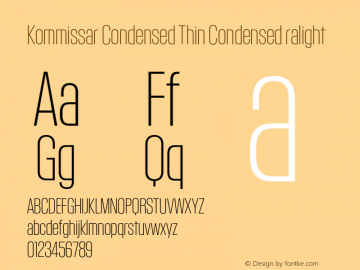 KommissarCond-Extralight Version 2.000; 2016 Font Sample