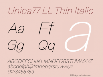 Unica77LL-ThinItalic Version 3.000; build 0003图片样张