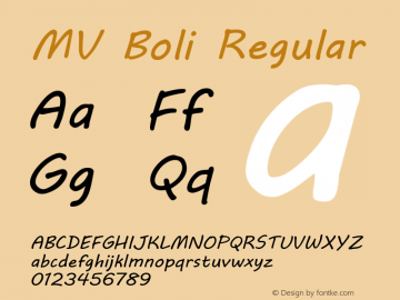 MV Boli Version 6.85 Font Sample