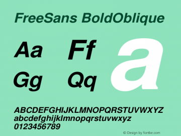 FreeSans BoldOblique Version $Revision: 1.10 $ Font Sample