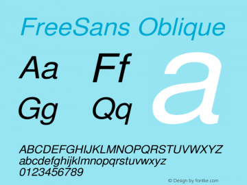 FreeSans Oblique Version $Revision: 1.25 $ Font Sample