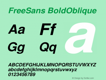 FreeSans BoldOblique Version $Revision: 1.23 $ Font Sample