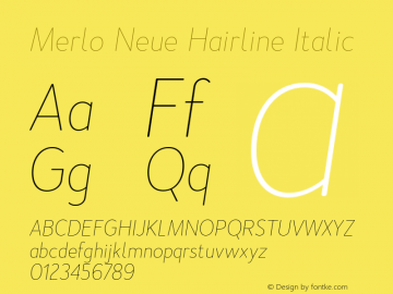 Merlo Neue Hairline Italic Version 1.000;PS 001.000;hotconv 1.0.88;makeotf.lib2.5.64775 Font Sample