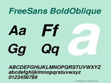 FreeSans BoldOblique Version $Revision: 1.46 $ Font Sample