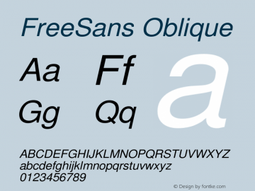 FreeSans Oblique Version $Revision: 1.51 $ Font Sample