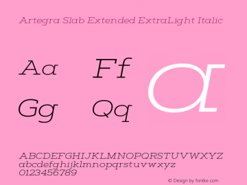 Artegra Slab Ex ELight It Version 1.000 Font Sample