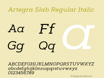 Artegra Slab Regular Italic Version 1.000 Font Sample