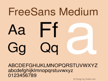 FreeSans Medium Version $Revision: 1.204 $ Font Sample