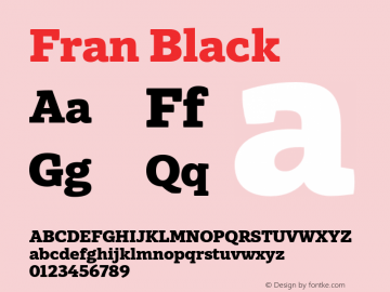 Fran-Black Version 1.002;PS 001.002;hotconv 1.0.88;makeotf.lib2.5.64775图片样张