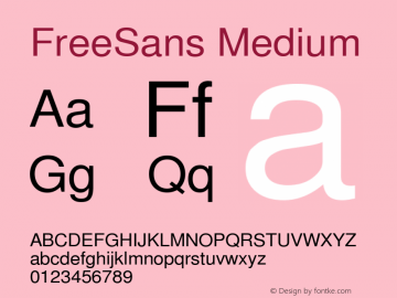 FreeSans Medium Version $Revision: 1.204 $ Font Sample