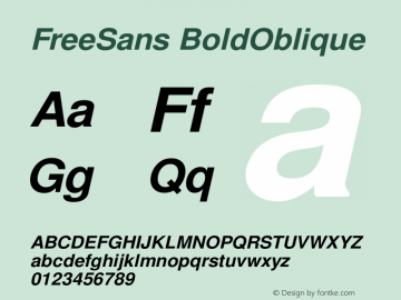 FreeSans BoldOblique Version $Revision: 1.104 $ Font Sample