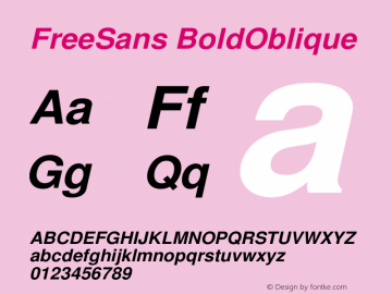 FreeSans BoldOblique Version $Revision: 1.25 $ Font Sample