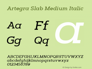 Artegra Slab Medium Italic Version 1.000图片样张