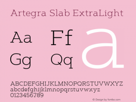 Artegra Slab ExtraLight Version 1.000 Font Sample
