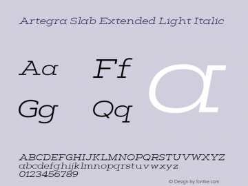 Artegra Slab Ex Light It Version 1.000 Font Sample