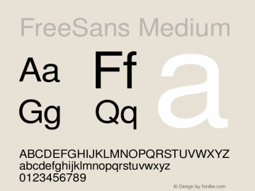 FreeSans Medium Version $Revision: 1.344 $ Font Sample