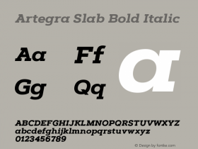 Artegra Slab Bold Italic Version 1.000 Font Sample
