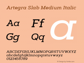 Artegra Slab Medium Italic Version 1.000 Font Sample