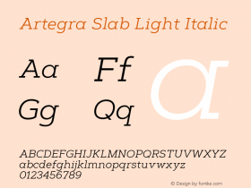 Artegra Slab Light Italic Version 1.000 Font Sample