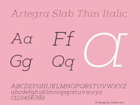 Artegra Slab Thin Italic Version 1.000 Font Sample