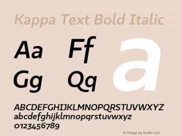 KappaText-BoldItalic Version 1.000;PS 001.000;hotconv 1.0.88;makeotf.lib2.5.64775 Font Sample