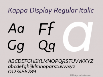 KappaDisplay-RegularItalic Version 1.000;PS 001.000;hotconv 1.0.88;makeotf.lib2.5.64775 Font Sample