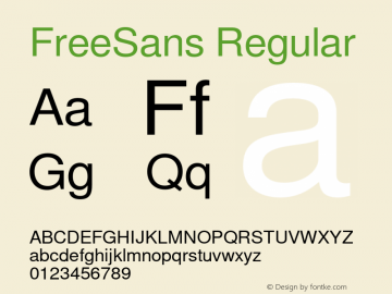 FreeSans Regular Version 0412.2268 Font Sample