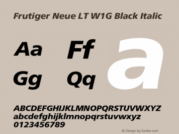 FrutigerNeueLTW1G-BlackIt Version 2.200 Font Sample