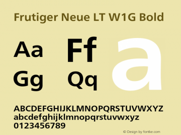 FrutigerNeueLTW1G-Bold Version 2.200 Font Sample
