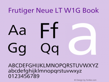 FrutigerNeueLTW1G-Book Version 2.400 Font Sample