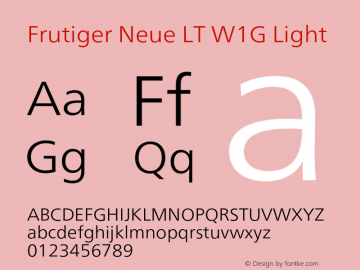 FrutigerNeueLTW1G-Light Version 2.400 Font Sample