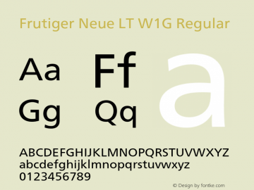 FrutigerNeueLTW1G-Regular Version 2.200 Font Sample