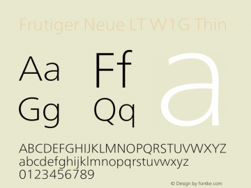 FrutigerNeueLTW1G-Thin Version 2.400 Font Sample