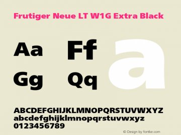 FrutigerNeueLTW1G-XBlack Version 2.200 Font Sample