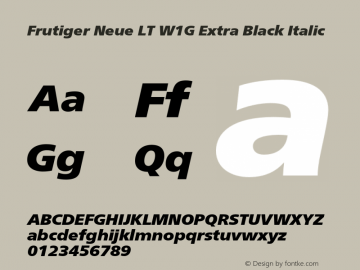FrutigerNeueLTW1G-XBlackIt Version 2.200 Font Sample