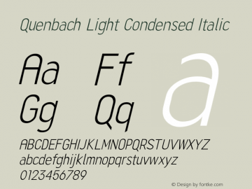 Quenbach Light Condensed Italic Version 1.001 | wf-rip DC20191020 Font Sample