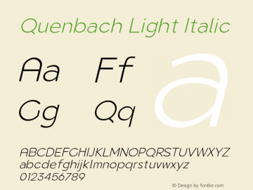 Quenbach Light Italic Version 1.001 | wf-rip DC20191020 Font Sample