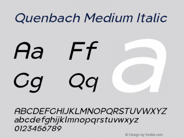 Quenbach Medium Italic Version 1.001 | wf-rip DC20191020 Font Sample