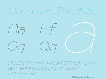 Quenbach Thin Italic Version 1.001 | wf-rip DC20191020 Font Sample