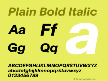 PlainBold-Italic Version 1.000 | wf-rip DC20130530图片样张