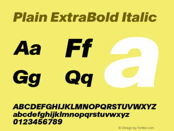 PlainExtrabold-Italic Version 1.000 | wf-rip DC20130530图片样张