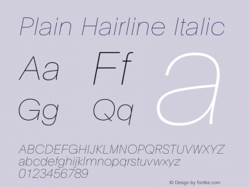 PlainHairline-Italic Version 1.000 | wf-rip DC20130530图片样张