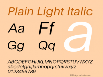 PlainLight-Italic Version 1.000 | wf-rip DC20130530图片样张