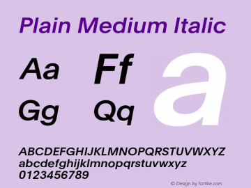 PlainMedium-Italic Version 1.000 | wf-rip DC20130530图片样张
