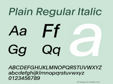 PlainRegular-Italic Version 1.000 | wf-rip DC20130530图片样张
