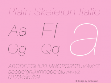 PlainSkeleton-Italic Version 1.000 | wf-rip DC20130530图片样张