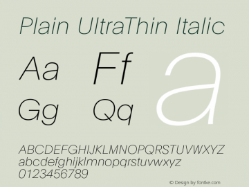 PlainUltrathin-Italic Version 1.000 | wf-rip DC20130530图片样张