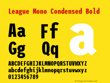 League Mono Condensed Bold Version 2.210; ttfautohint (v1.8.3) -l 8 -r 50 -G 200 -x 14 -D latn -f none -a qsq -X 