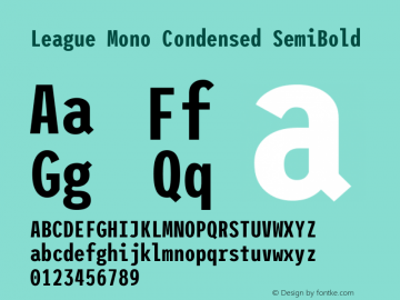 League Mono Condensed SemiBold Version 2.210; ttfautohint (v1.8.3) -l 8 -r 50 -G 200 -x 14 -D latn -f none -a qsq -X 