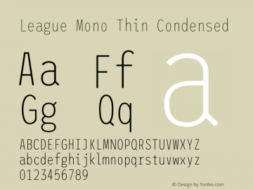 League Mono Thin Condensed Version 2.210 Font Sample